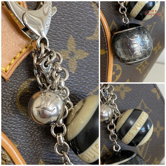 Authentic LOUIS VUITTON Black Silver Mini Lin Croisette Bag Charm - Picture 6 of 10